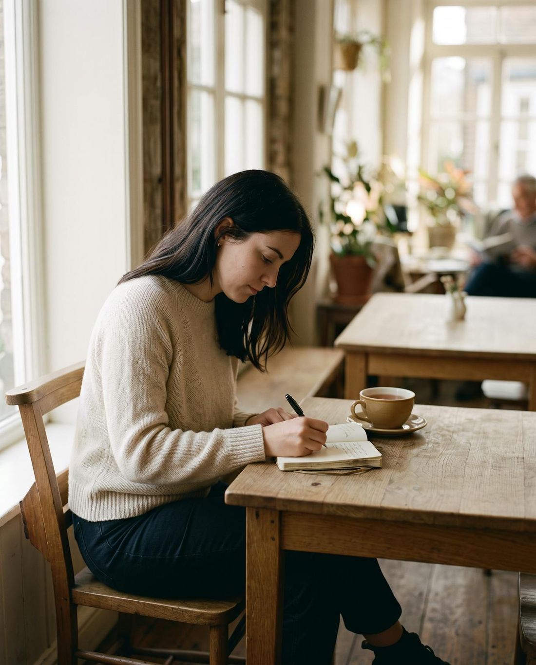 Mujer escribiendo en un cuaderno